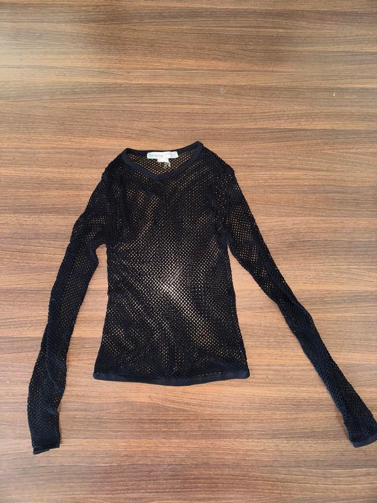 Zwarte longsleeve met gaas, Kleding | Dames, Zwart, Ophalen of Verzenden, Lange mouw, Maat 36 (S)