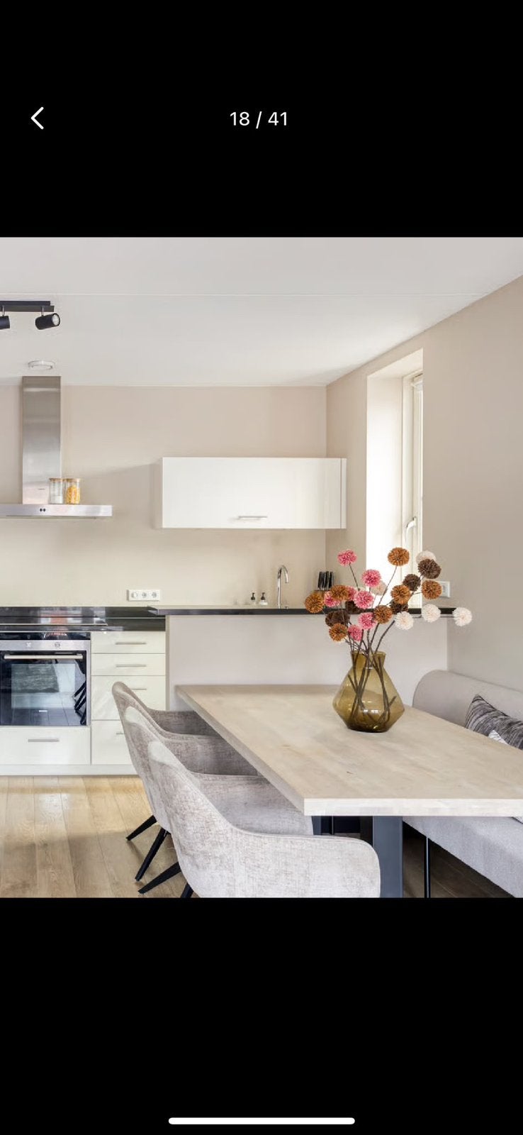 Moderne lichte houten eettafel, Huis en Inrichting, Tafels | Eettafels, Ophalen, 200 cm of meer, 50 tot 100 cm, Zo goed als nieuw
