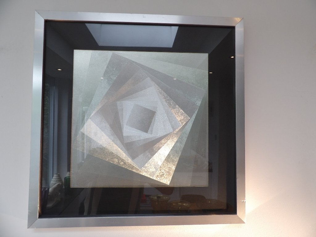 Seventies kinetische Gravure, Barbara Lüdinghausen, Antiek en Kunst, Kunst | Schilderijen | Modern, Ophalen of Verzenden, Achter glas