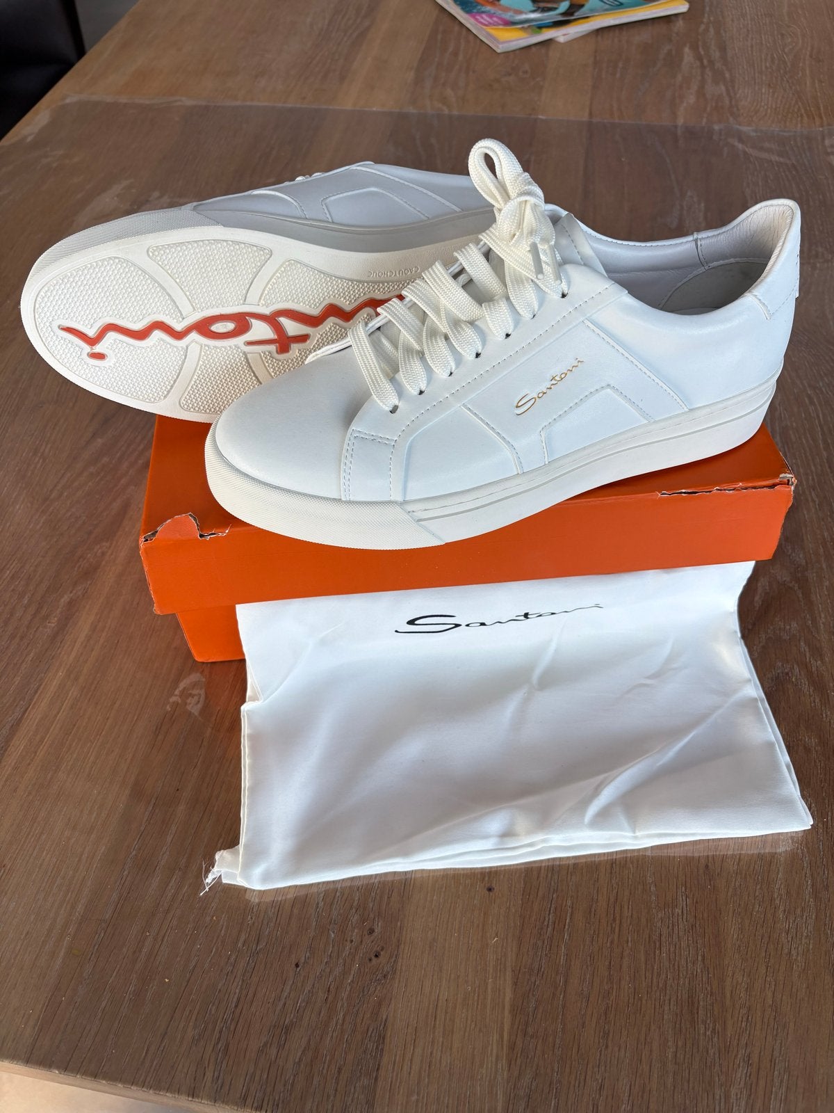 Santoni DBs sneakers - Witte leren sneakers, Ophalen of Verzenden, Nieuw, Wit, Sneakers of Gympen