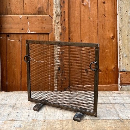 Haard scherm vonkenvanger metaal 45 cm breed origineel, Ophalen of Verzenden, Gebruikt