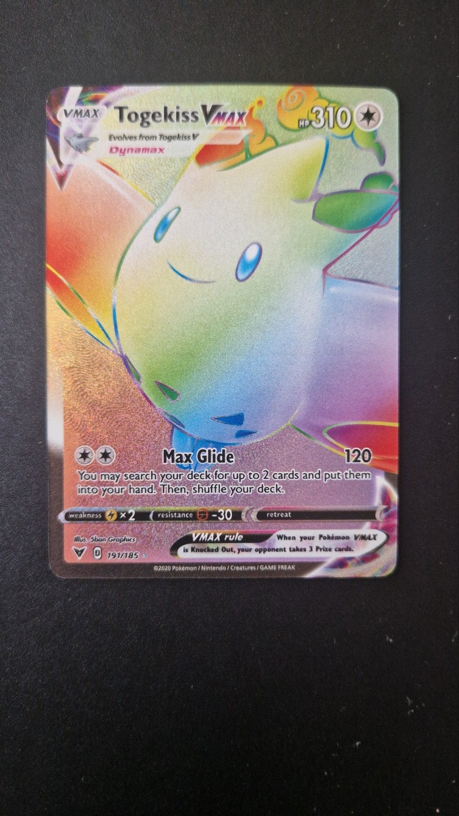 Togekiss Vmax 191/185 Vivid Voltage Pokemon, Ophalen of Verzenden, Zo goed als nieuw, Losse kaart