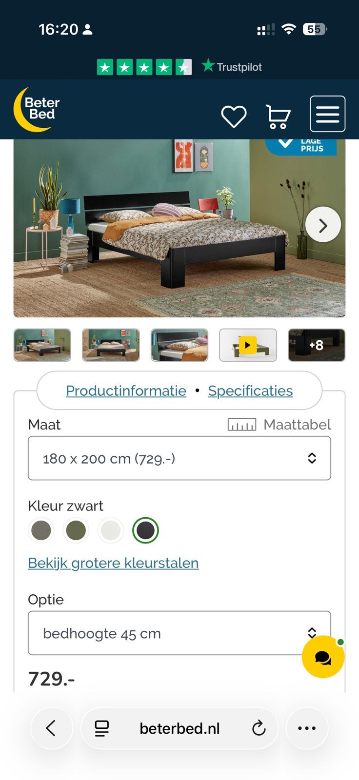 Beter bed - Bed Fresh 180/200/45 incl. hoofdbord en latbodem