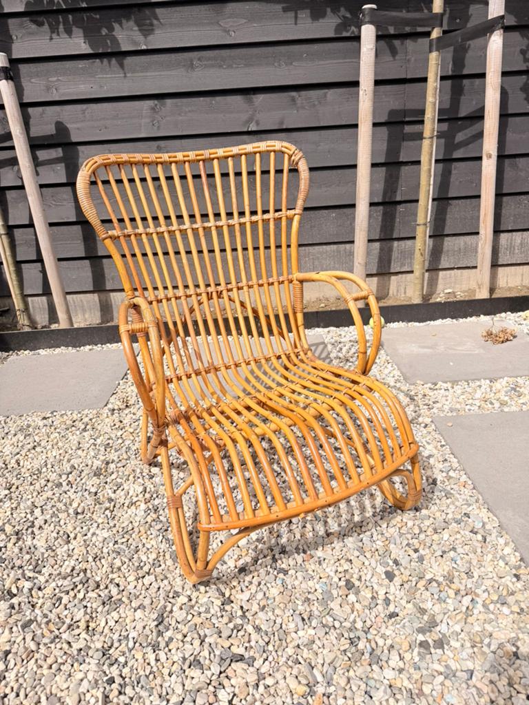 Rohé Noordwolde Belse acht - Vintage rotan/bamboe fauteuil, Ophalen