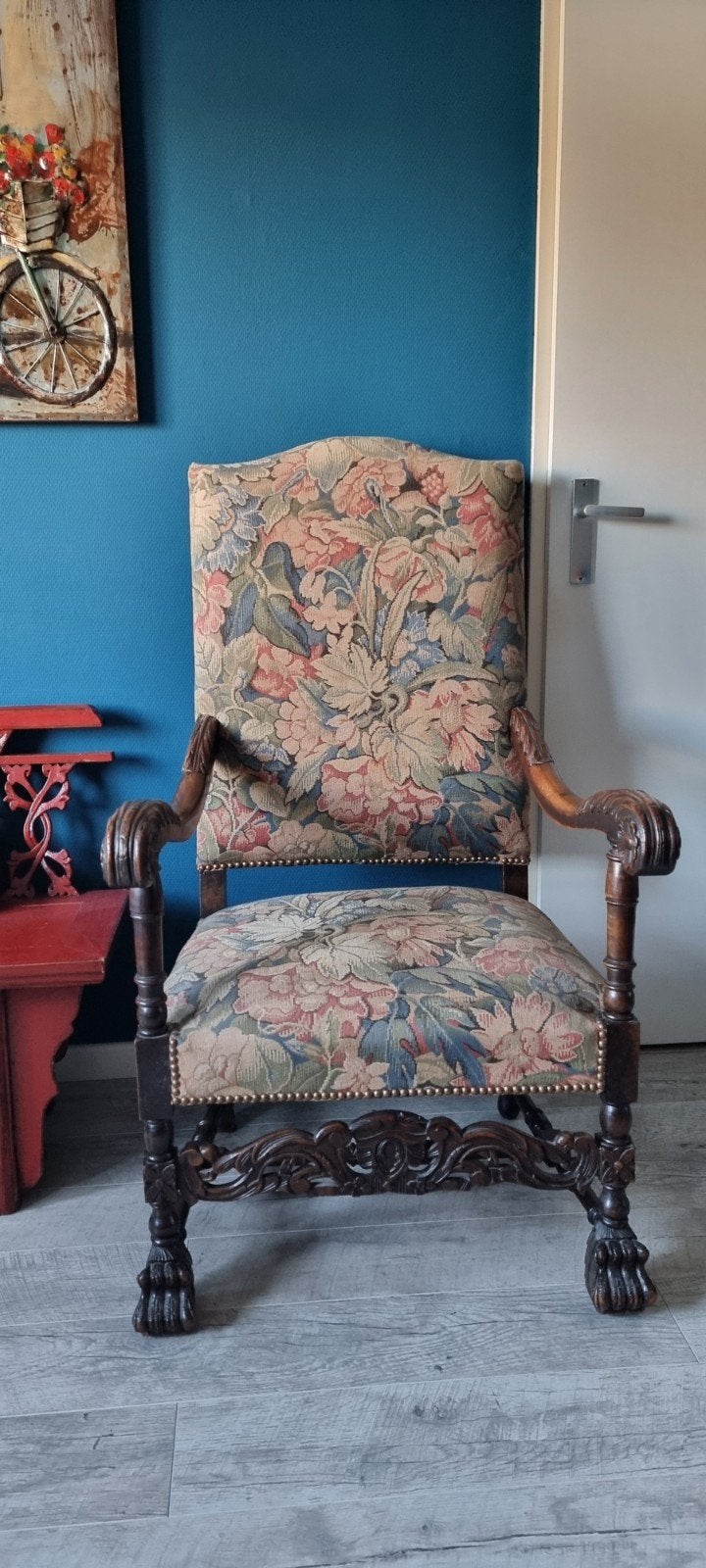 ANTIEKE KASTEELSTOEL FAUTEUIL H119B68xD66 CM, Ophalen