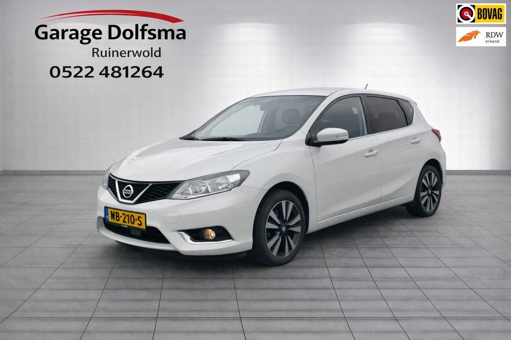 Nissan Pulsar 1.2 DIG-T N-Connecta-AUTOMAAT-NAVI-CLIMA-TREKH, Auto's, Nissan, Gebruikt, 4 cilinders, Start-stop-systeem, Wit