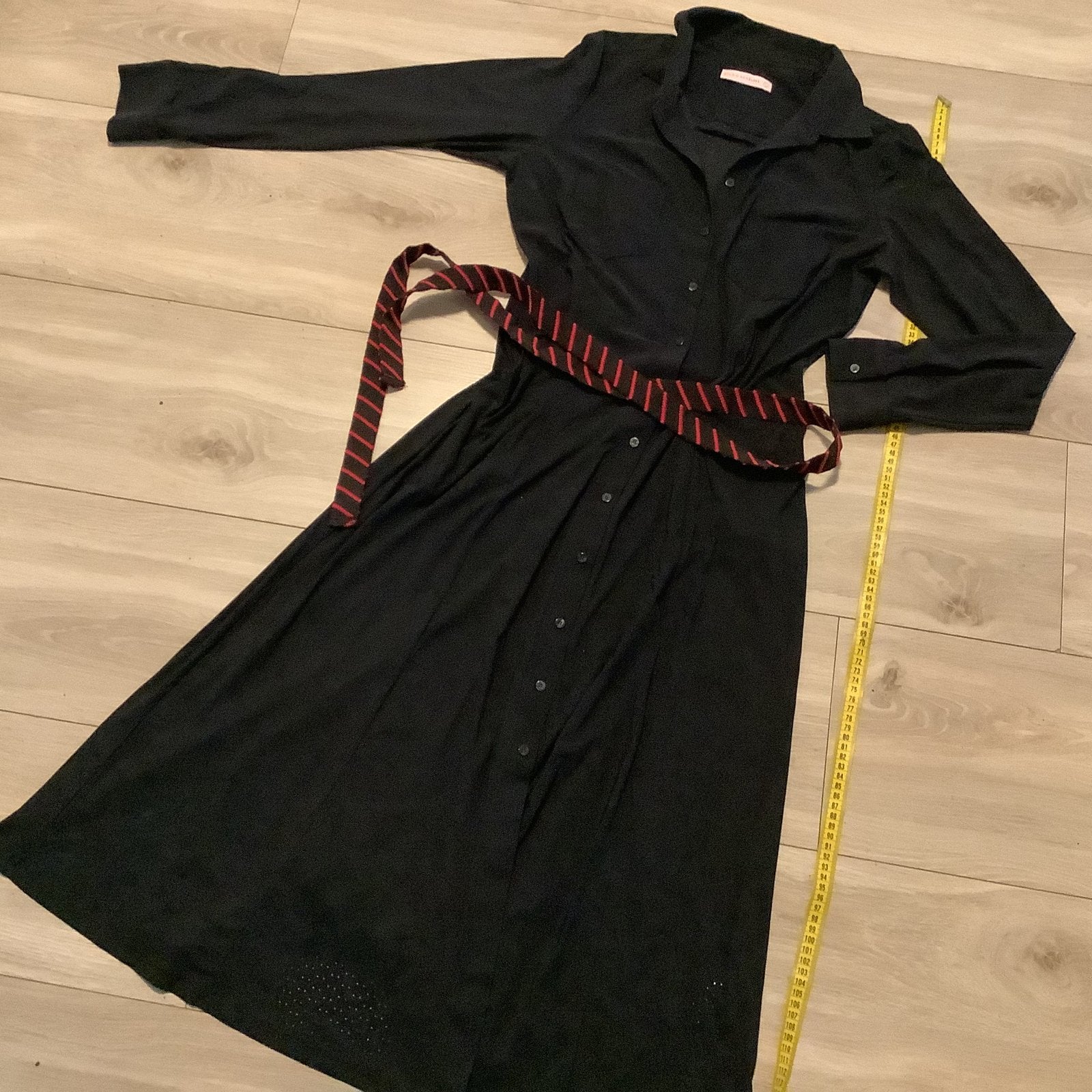 Studio Anneloes Maxidress L met ceintuur travelstof, Zwart, Maat 42/44 (L), Ophalen of Verzenden, Zo goed als nieuw