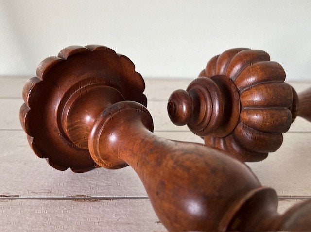 Set van twee Franse eikenhouten balusters sierknoppen, Ophalen of Verzenden