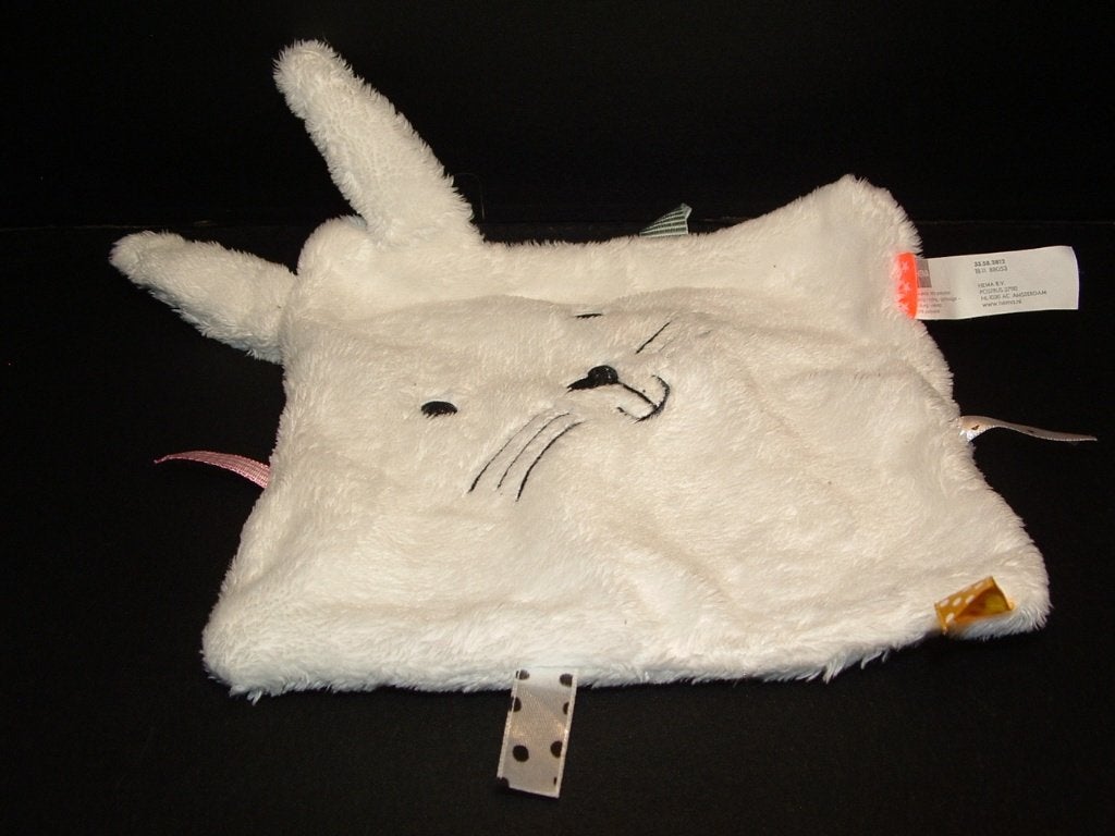 HEMA KONIJN KNUFFELDOEK VELOURS WIT MET ZWARTE, Verzenden, Nieuw, Overige typen
