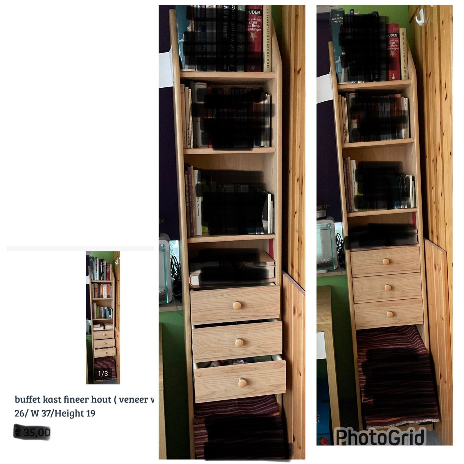 buffet fineer hout( v 26/W 37/Height 190, per pieces € 35, Ophalen, Minder dan 50 cm, Zo goed als nieuw, 150 tot 200 cm