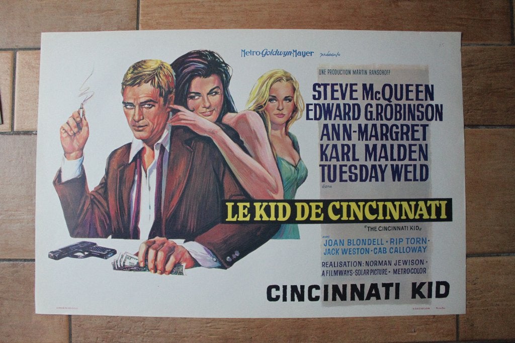 filmaffiche Steve McQueen The Cincinnati Kid filmposter, Rechthoekig Liggend, Ophalen of Verzenden, Zo goed als nieuw, A1 t/m A3