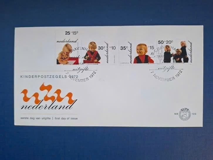 Postzegel NL 1972 FDC 122 Kinderzegels Kinderen Beatrix 27-8, Postzegels en Munten, Postzegels | Nederland, Ophalen of Verzenden