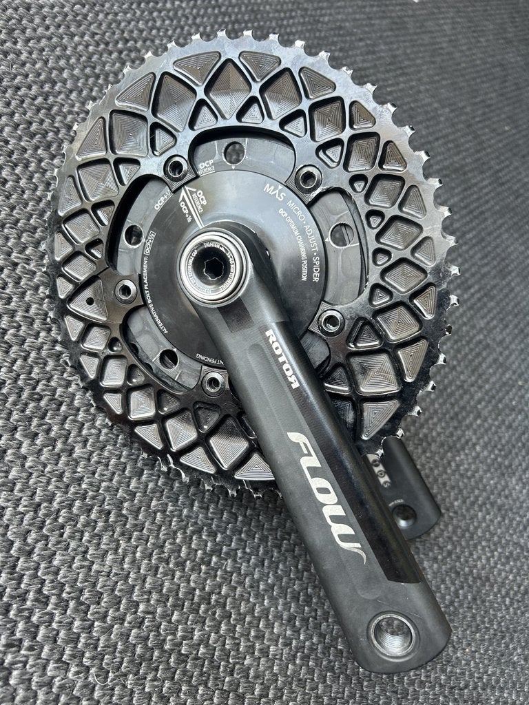 Rotor Flow BB30 172,5 mm crankset met AbsoluteOval bladen, Fietsen en Brommers, Crankstel of Pedalen, Gebruikt, Overige materialen