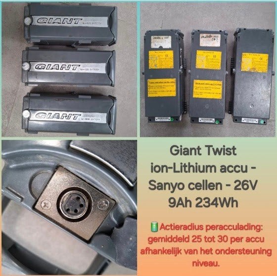 Giant Twist ion-Lithium accu - Sanyo cellen - 26V 9Ah 234Wh, Zo goed als nieuw