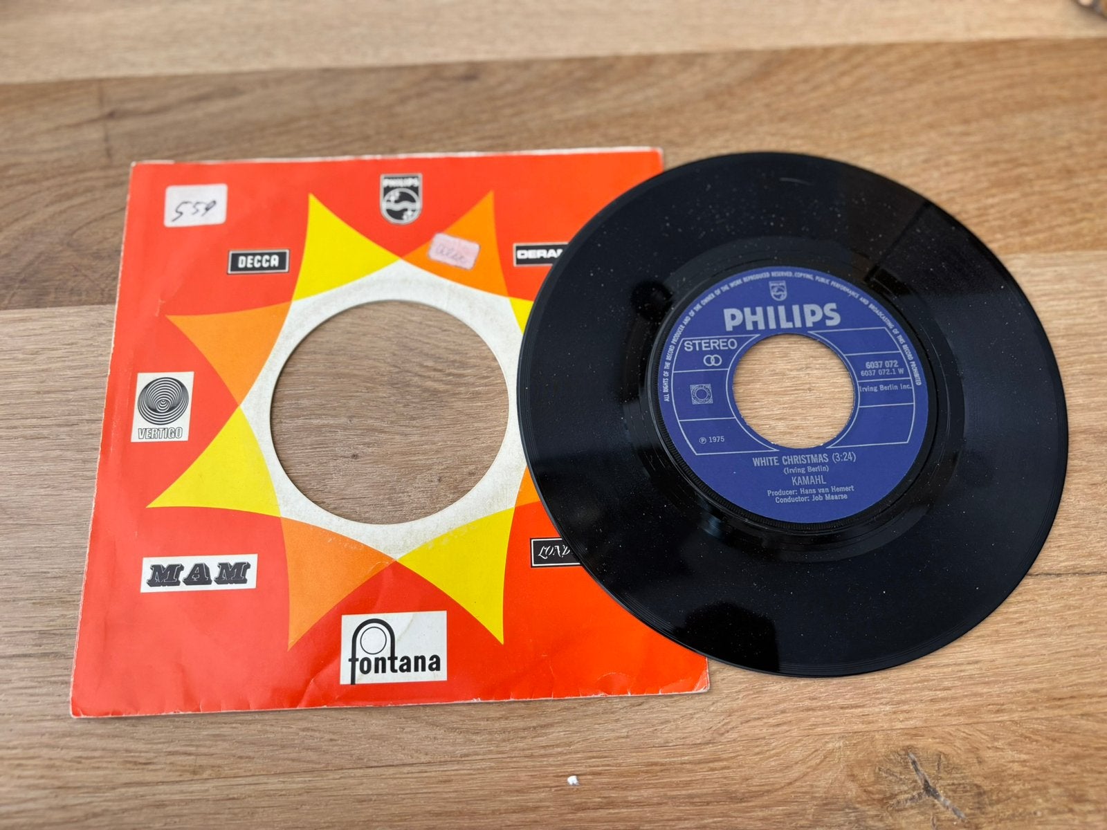 Kamahl - white christmas vinyl 7” kerst, Cd's en Dvd's, Ophalen of Verzenden, Zo goed als nieuw, 7 inch