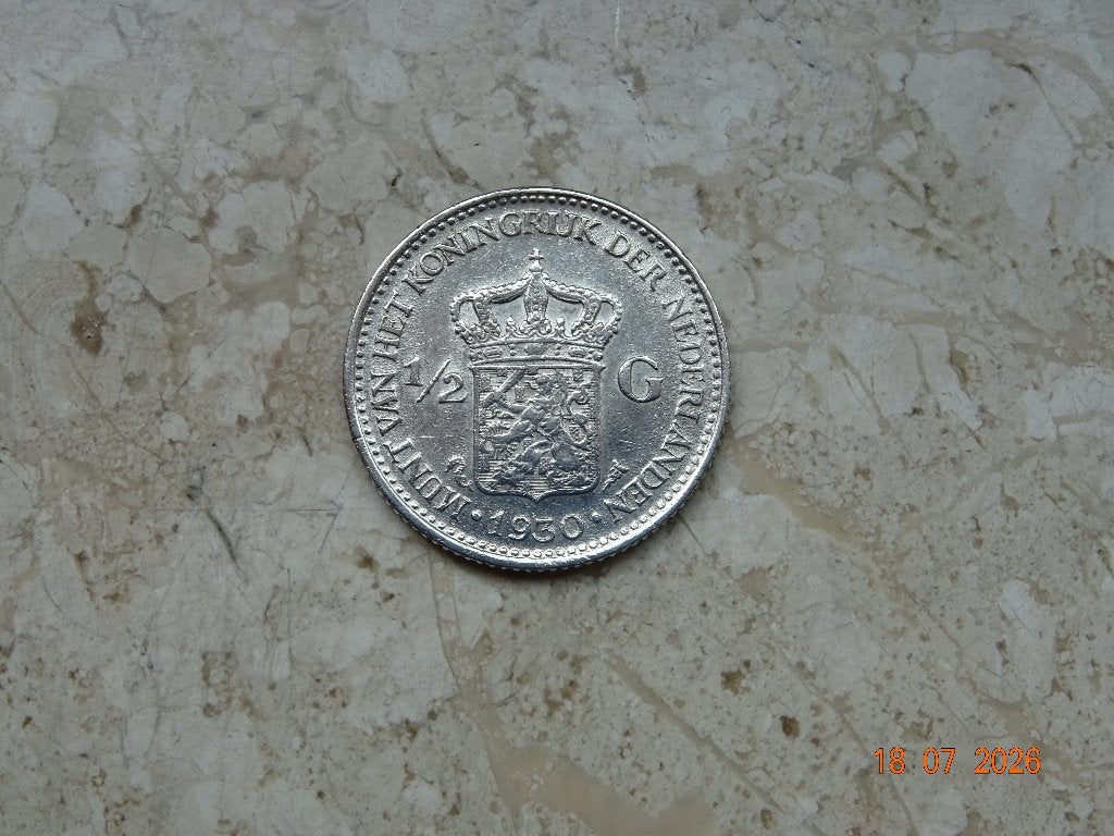 1/2 gulden 1930, Postzegels en Munten, Munten | Nederland, ½ gulden, Verzenden, Zilver, Koningin Wilhelmina