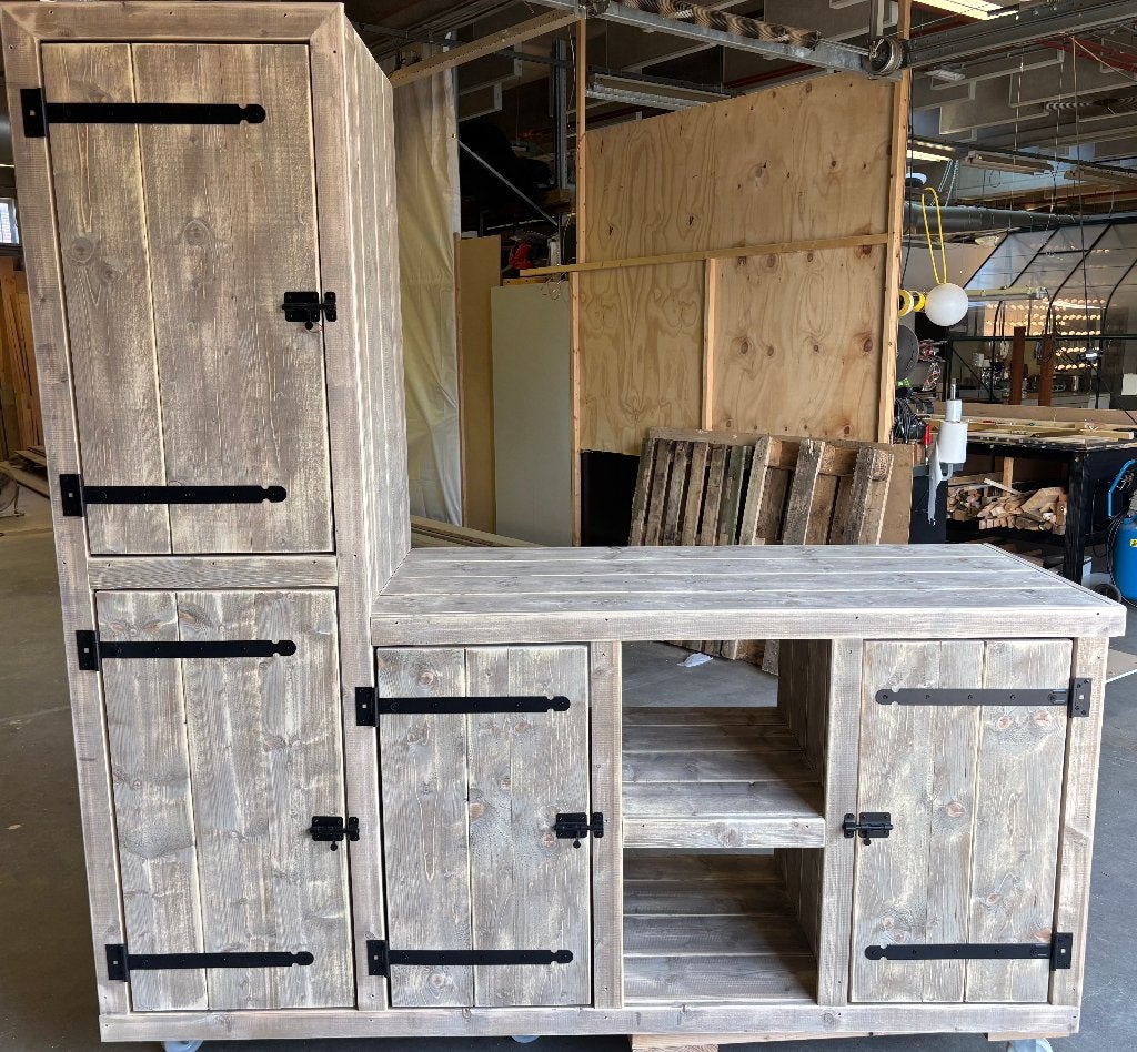 Unieke buitenkeuken, BBQ meubel van steigerhout of douglas, Ophalen, Nieuw