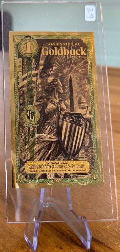 1 Washington DC 2026 Goldback (29), Ophalen, Goud