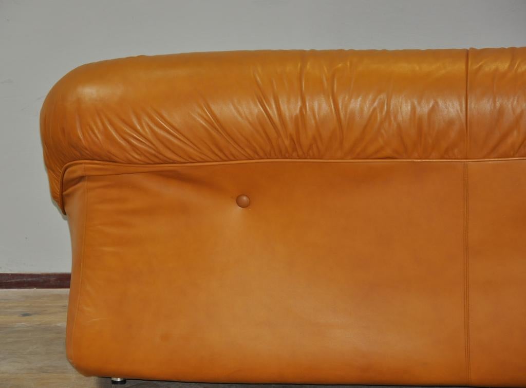 Vintage leren bank, Ophalen, Driepersoons, Rechte bank, 200 tot 250 cm