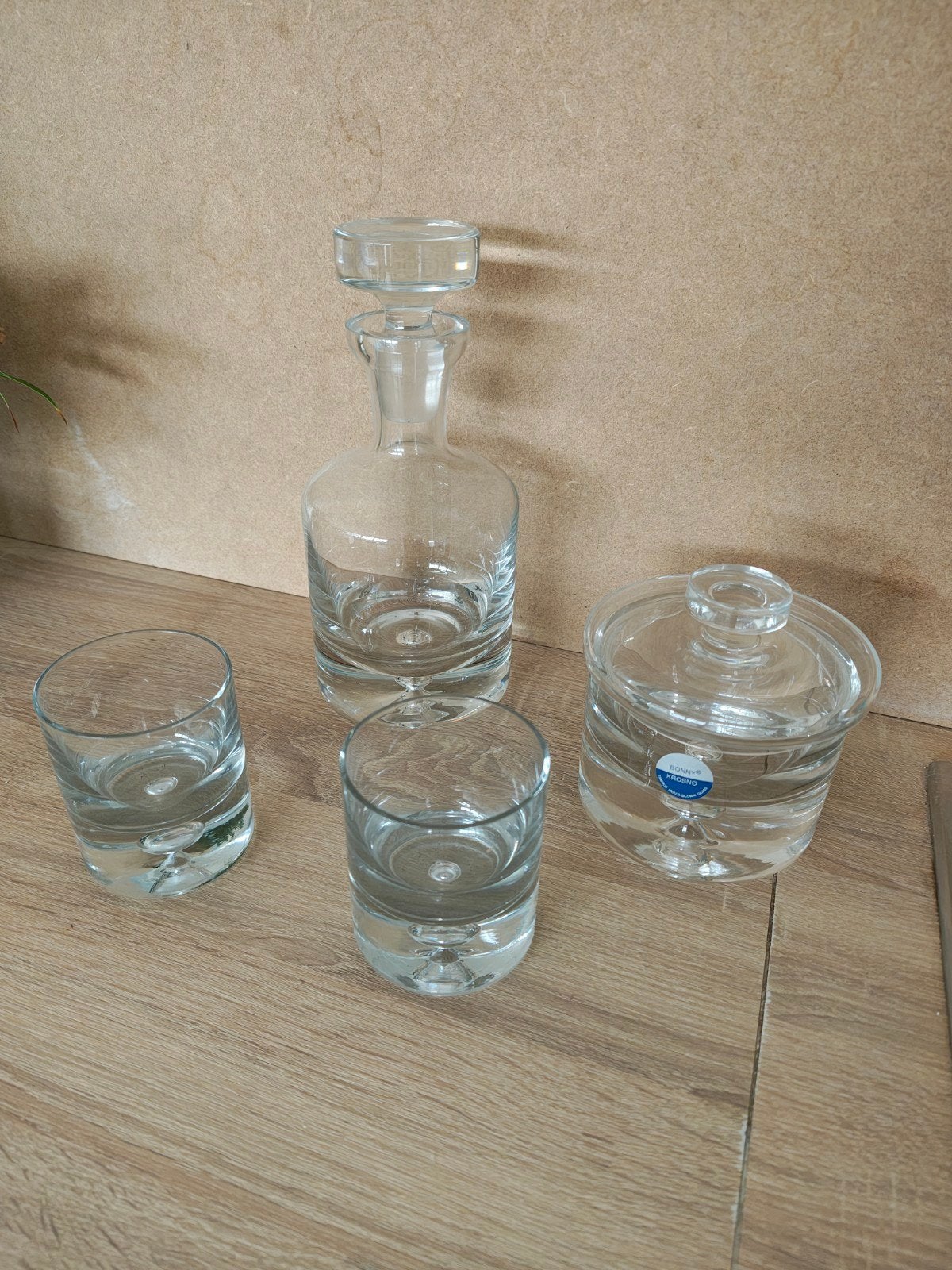 Krosno glazen barset: Karaf + 2 glazen + bonbonnière, Ophalen of Verzenden, Zo goed als nieuw, Overige typen