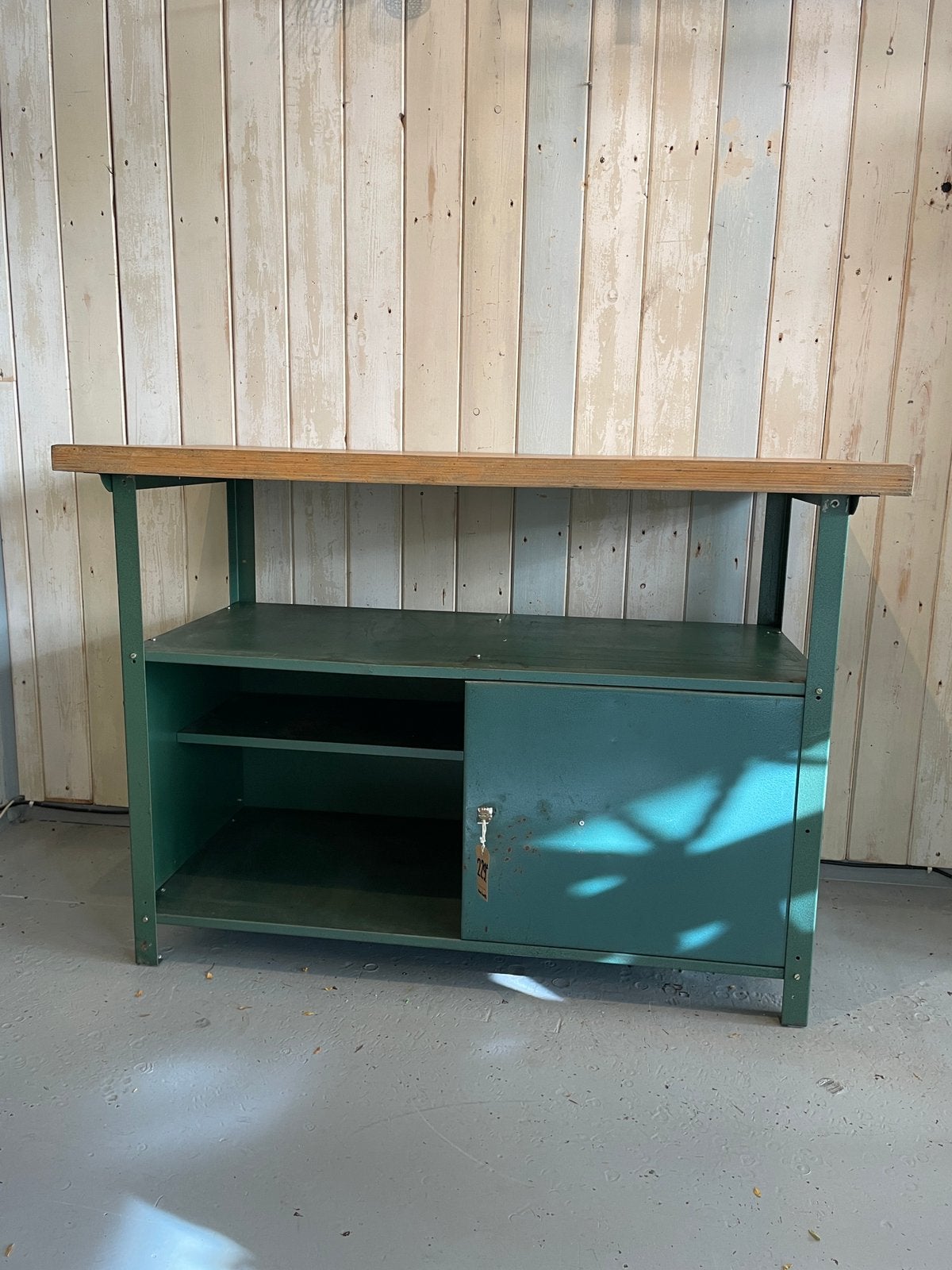 Vintage werkbank - Industriële buitenkeuken - kookeiland, Ophalen, Groen, Gebruikt, Metaal