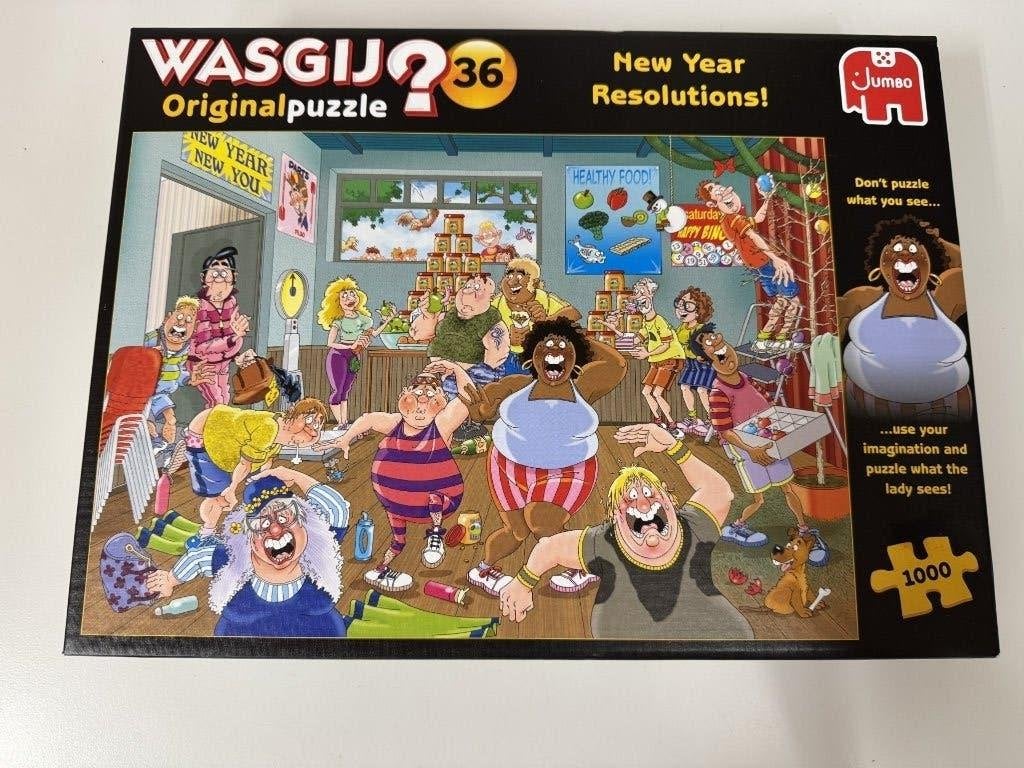 Wasgij Original 36 "New Year Resolutions", Ophalen of Verzenden, 500 t/m 1500 stukjes, Zo goed als nieuw, Legpuzzel