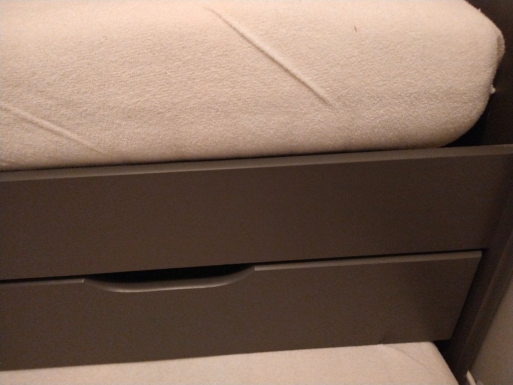 Bed met onderbed en laden, Ophalen, Gebruikt, 90 cm, Eenpersoons