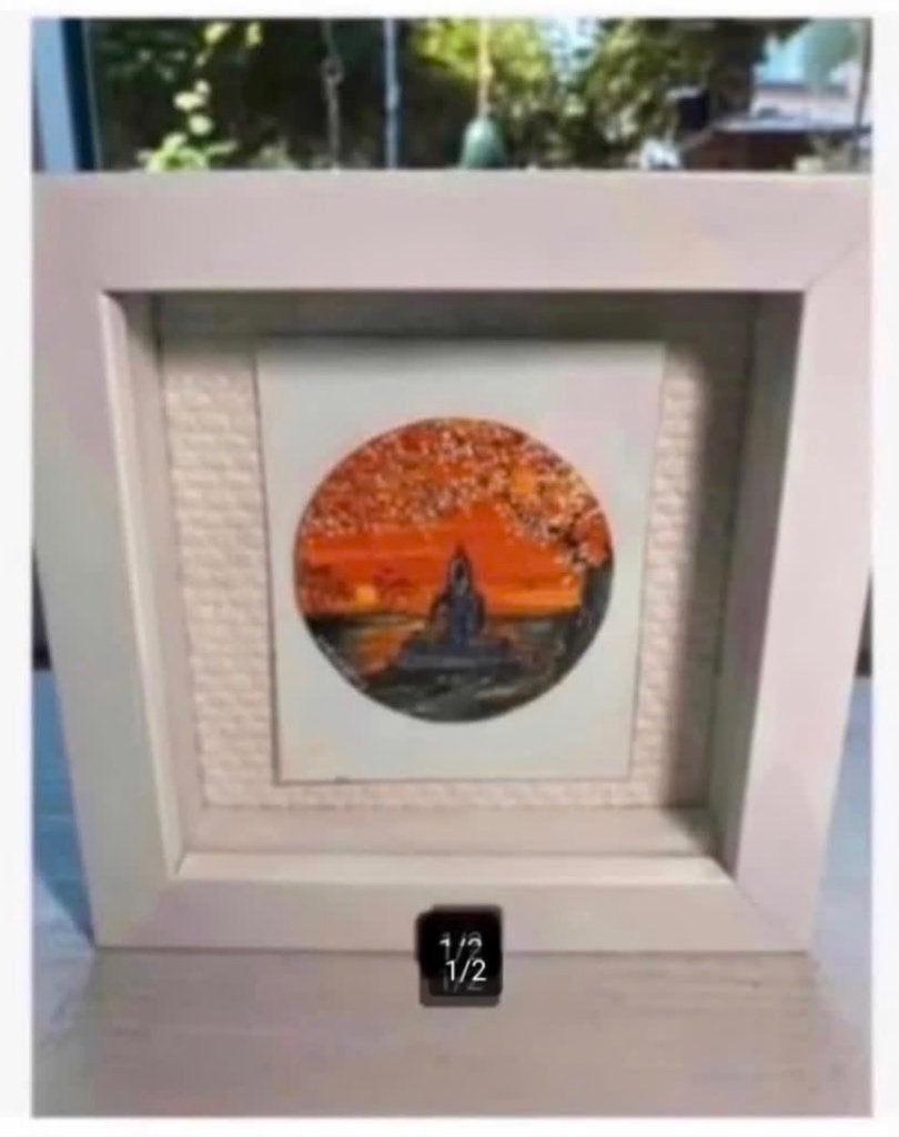 Verdiepte lijst met schilderijtje Boeddha shiva 15x15x3,5 cm, Ophalen of Verzenden, X, X, X