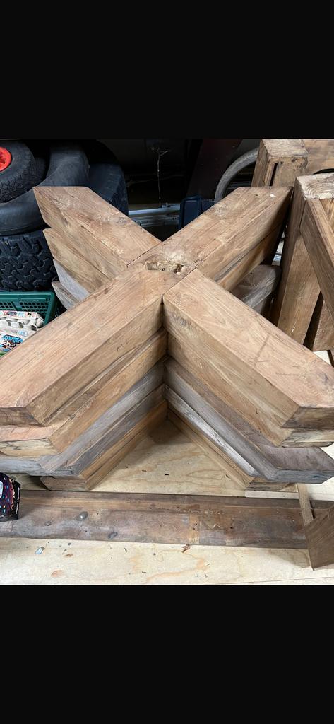 Houten tafel kruizen, Doe-het-zelf en Verbouw, Hout en Planken, Ophalen, 25 tot 50 mm, Zo goed als nieuw, Plank