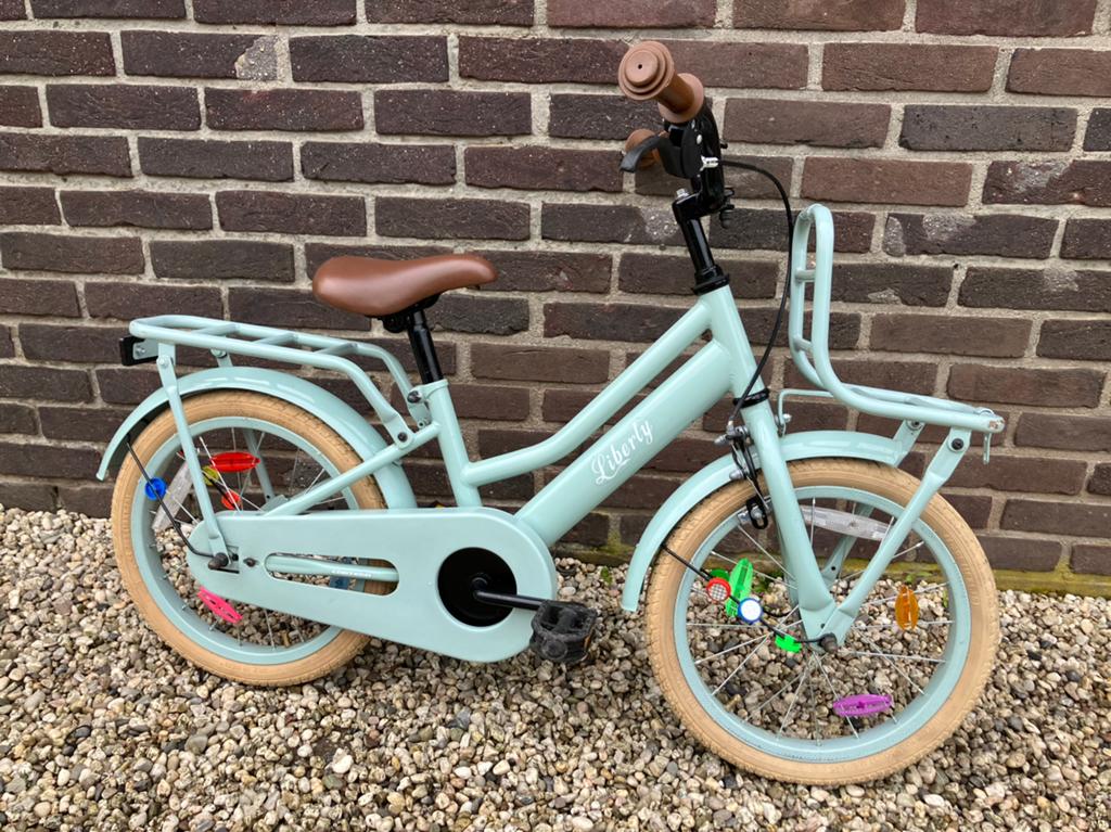 Liberty Kinderfiets 16 inch - Mintgroen, Ophalen, Gebruikt, Velgrem, 16 tot 20 inch