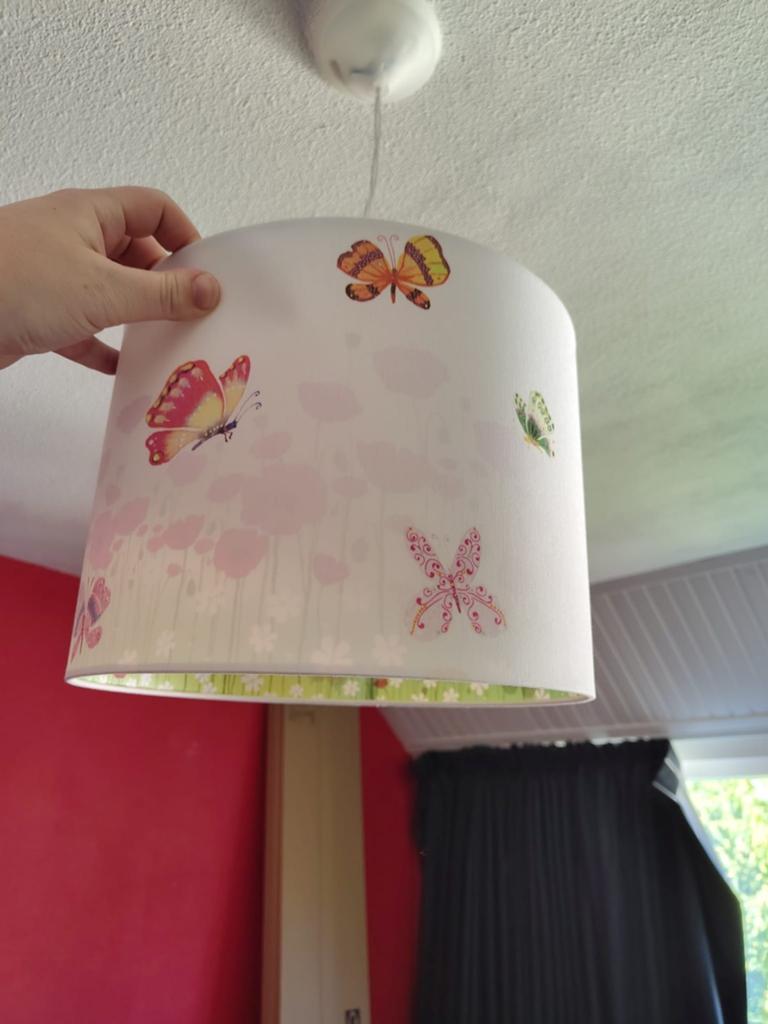 Hanglamp / plafondlamp vlinders en bloemen, Ophalen, Zo goed als nieuw, Lamp