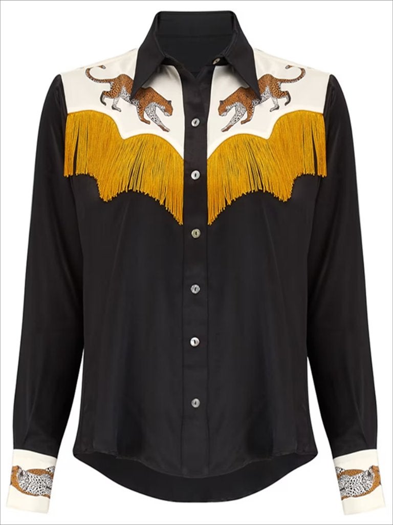 Cowboy overhemd 5 / zwart western heren tijger linedance, Kleding | Heren, Verzenden, Nieuw, Meerkleurig, Overige halswijdtes