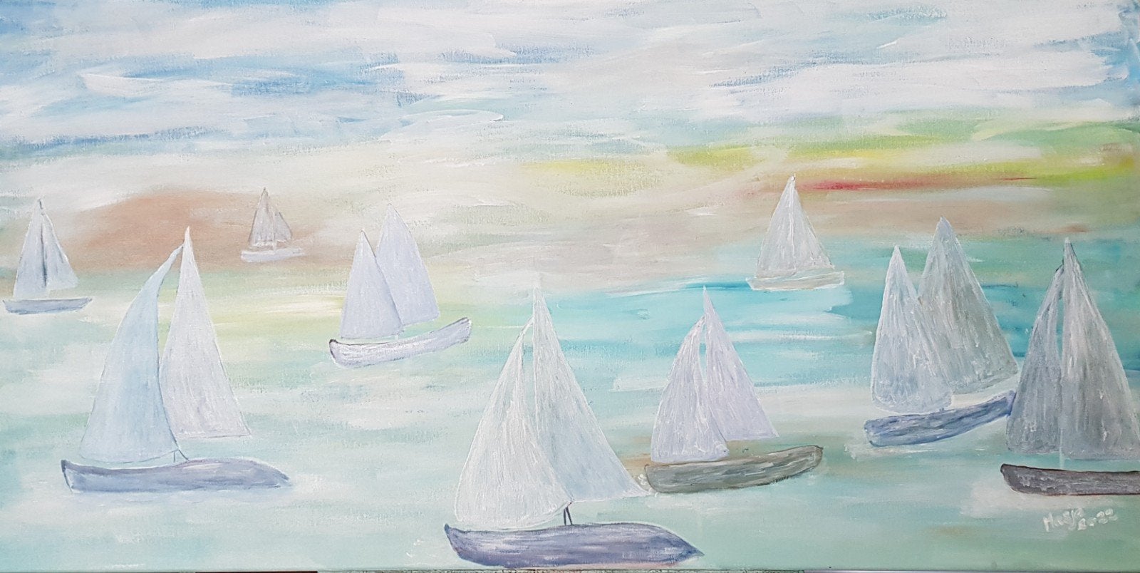Schilderij, origineel 120x60, Ophalen, Nieuw, Schilderij