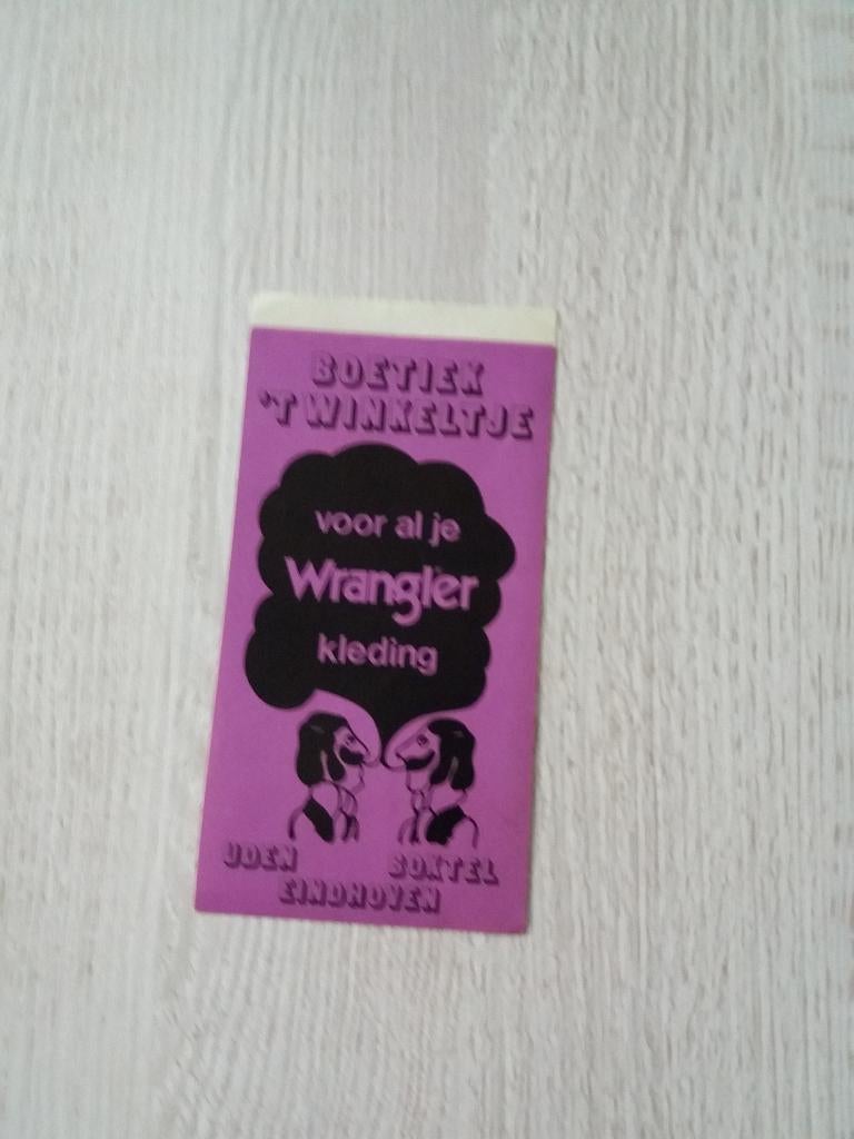 sticker BOETIEK 'T WINKELTJE voor al je Wrangler kleding, Ophalen of Verzenden, Zo goed als nieuw, Winkel of Supermarkt
