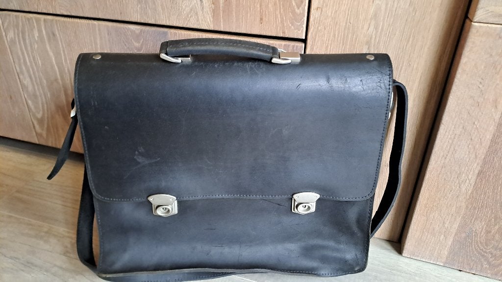 Leren aktentas / attachétas, Ophalen of Verzenden, Gebruikt, Zwart