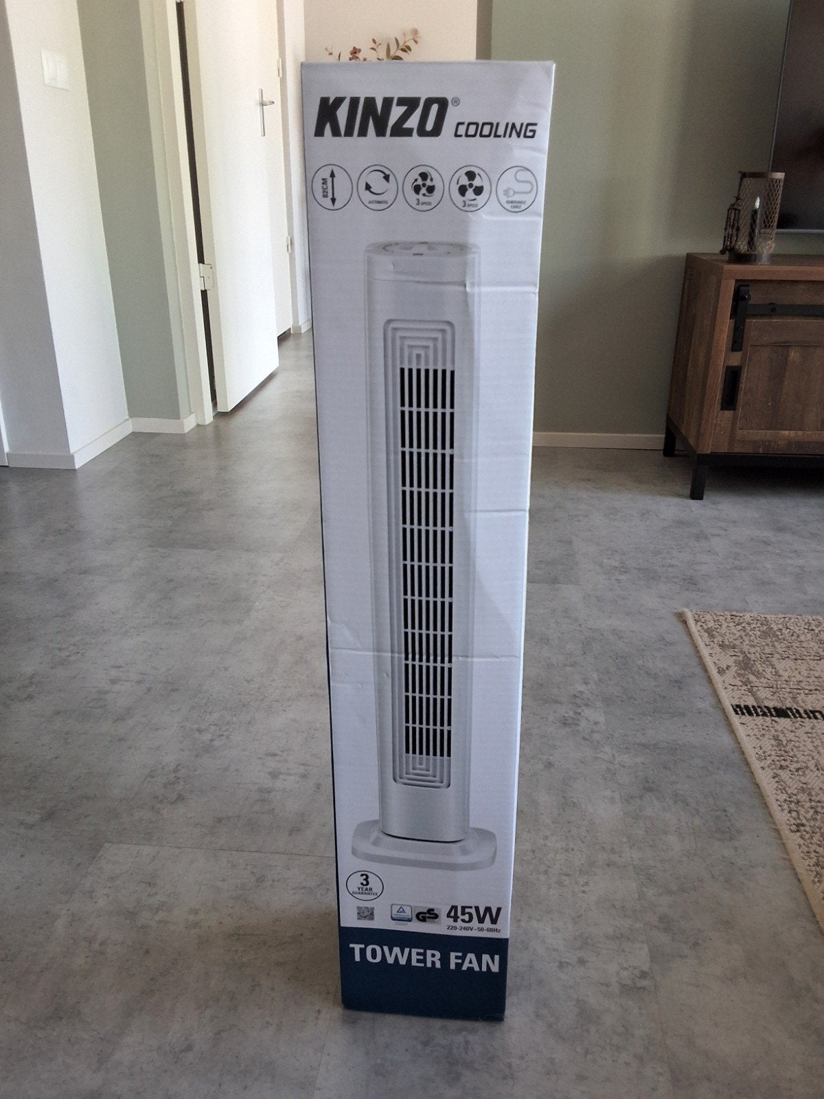 Kinzo Torenventilator 45W -  nieuw, Witgoed en Apparatuur, Ventilatoren, Ophalen, Nieuw, Torenventilator