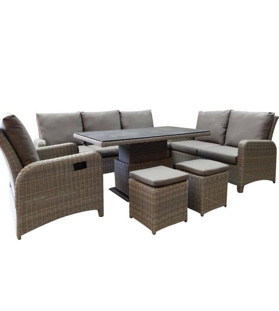 loungeset met in hoogte verstelbare tafel, Ophalen, Zo goed als nieuw, Wicker, Eettafel