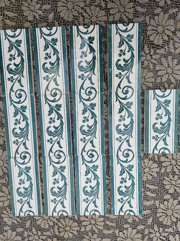 39 Art nouveau randtegels sierlijk decor Boch Freres, Antiek en Kunst, Ophalen
