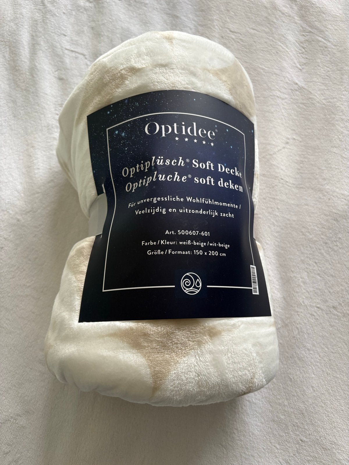 Optidee Optipluche Soft Deken - Wit-beige Woondeken 150x200c, Woondeken, Beige, Nieuw, Ophalen of Verzenden