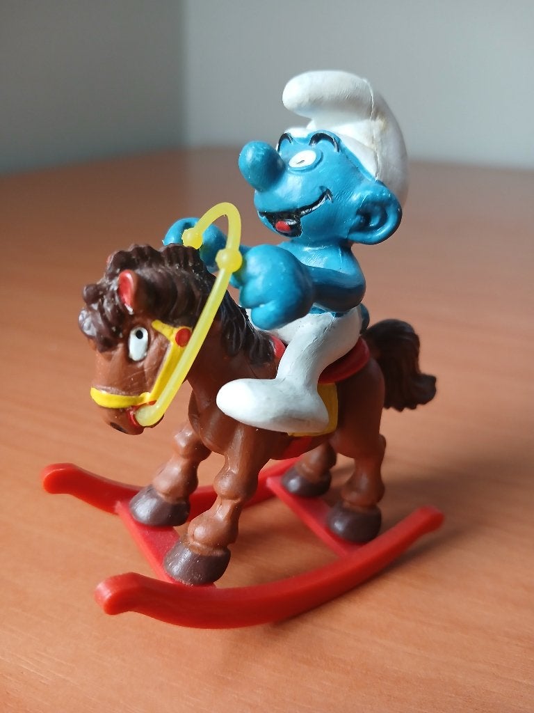 Hobbelpaard Smurf 40221 (Super Schlumpf) uit 1981, Ophalen of Verzenden, Zo goed als nieuw, Verschillende Smurfen, Poppetje, Figuurtje of Knuffel