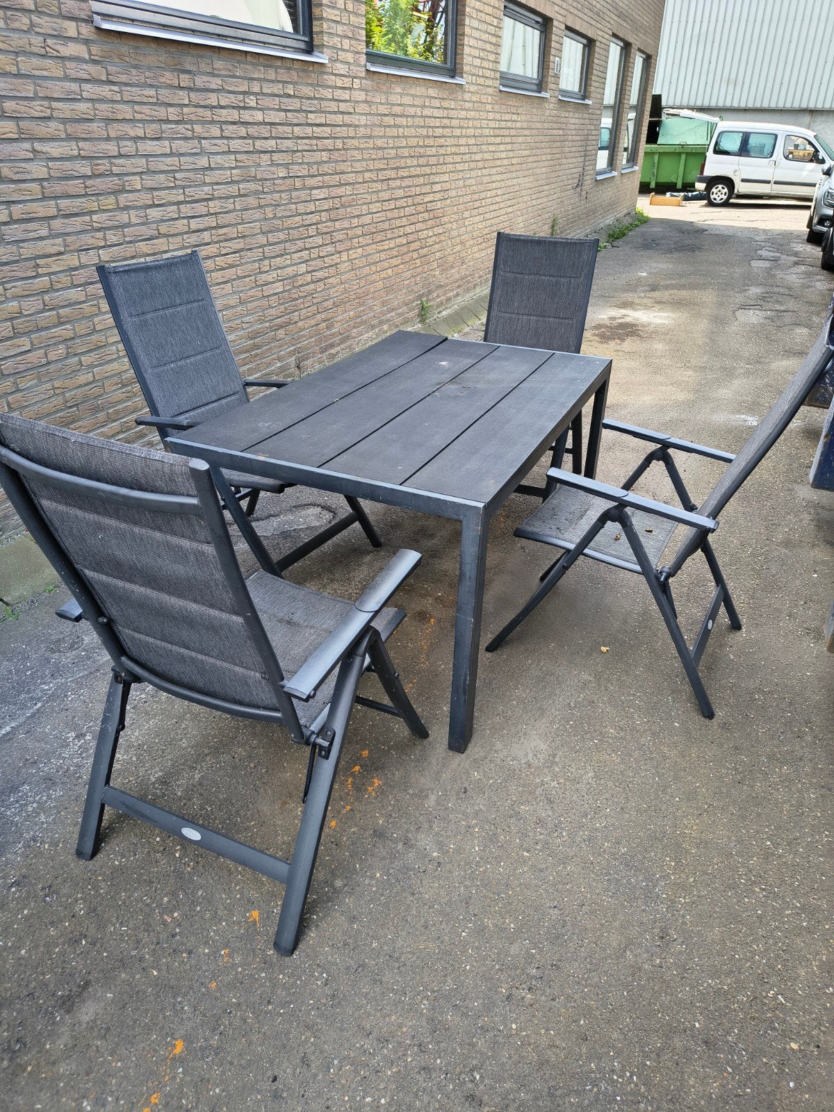 tuinset tuintafel met 4 tuinstoelen, Ophalen, Kunststof, Gebruikt, .