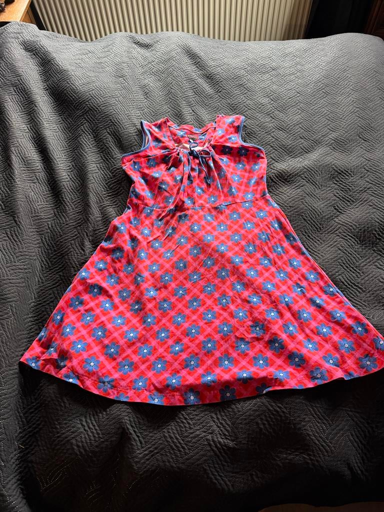 Tante Betsy jurk XXL rood/blauw bloemenprint, Maat 46/48 (XL) of groter, Ophalen of Verzenden, Knielengte, Gedragen