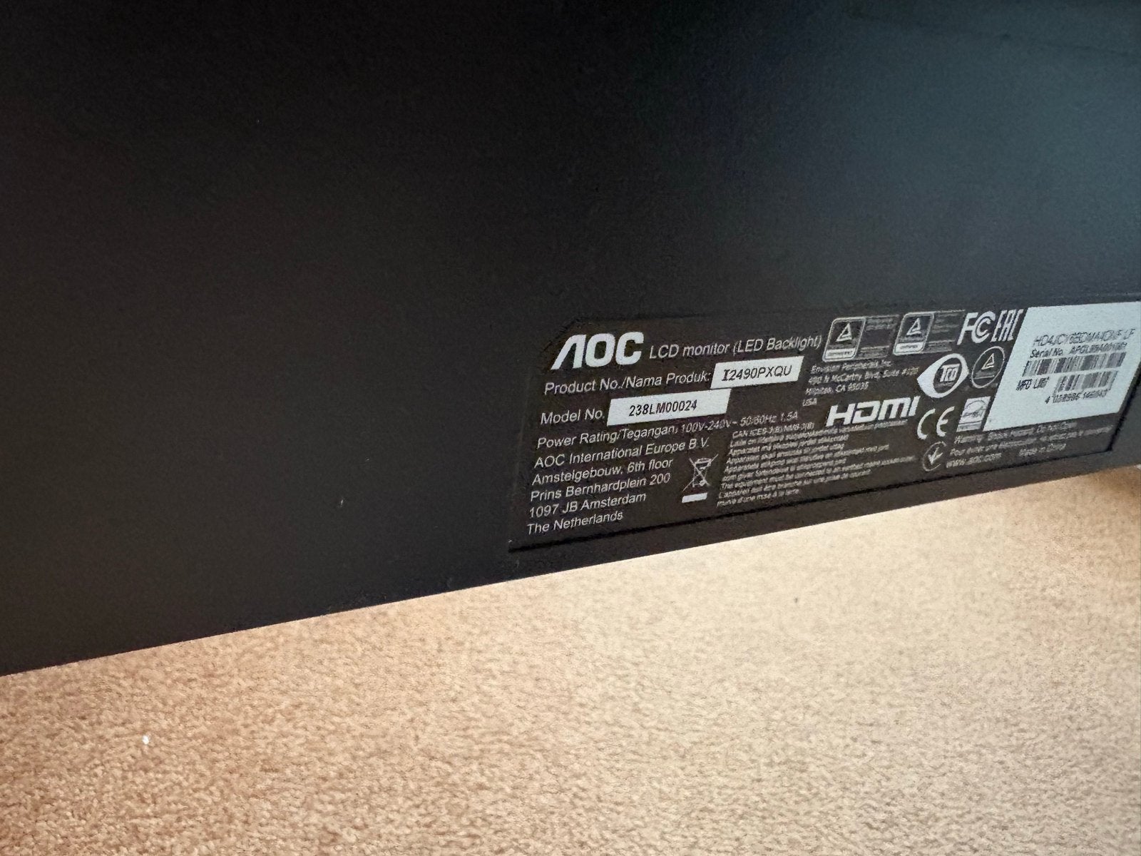 Foto 4 van AOC X2490PXQU Monitor - Full HD, IPS, 24 inch