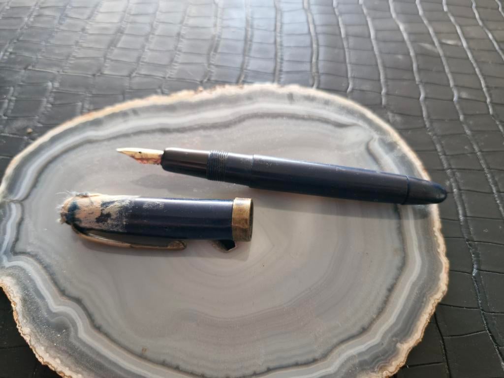 Vintage Vulpen met 14 karaat Gouden Nib - Opknapper, Verzamelen, Pennenverzamelingen, Ophalen, Gebruikt, Vulpen, Overige merken