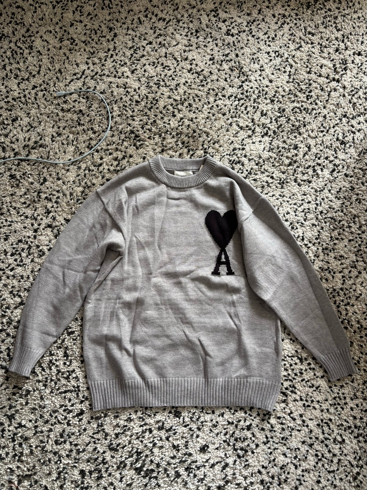 Ami Paris trui met hartlogo - Grijs, Verzenden, Nieuw, Maat 46 (S) of kleiner, Grijs