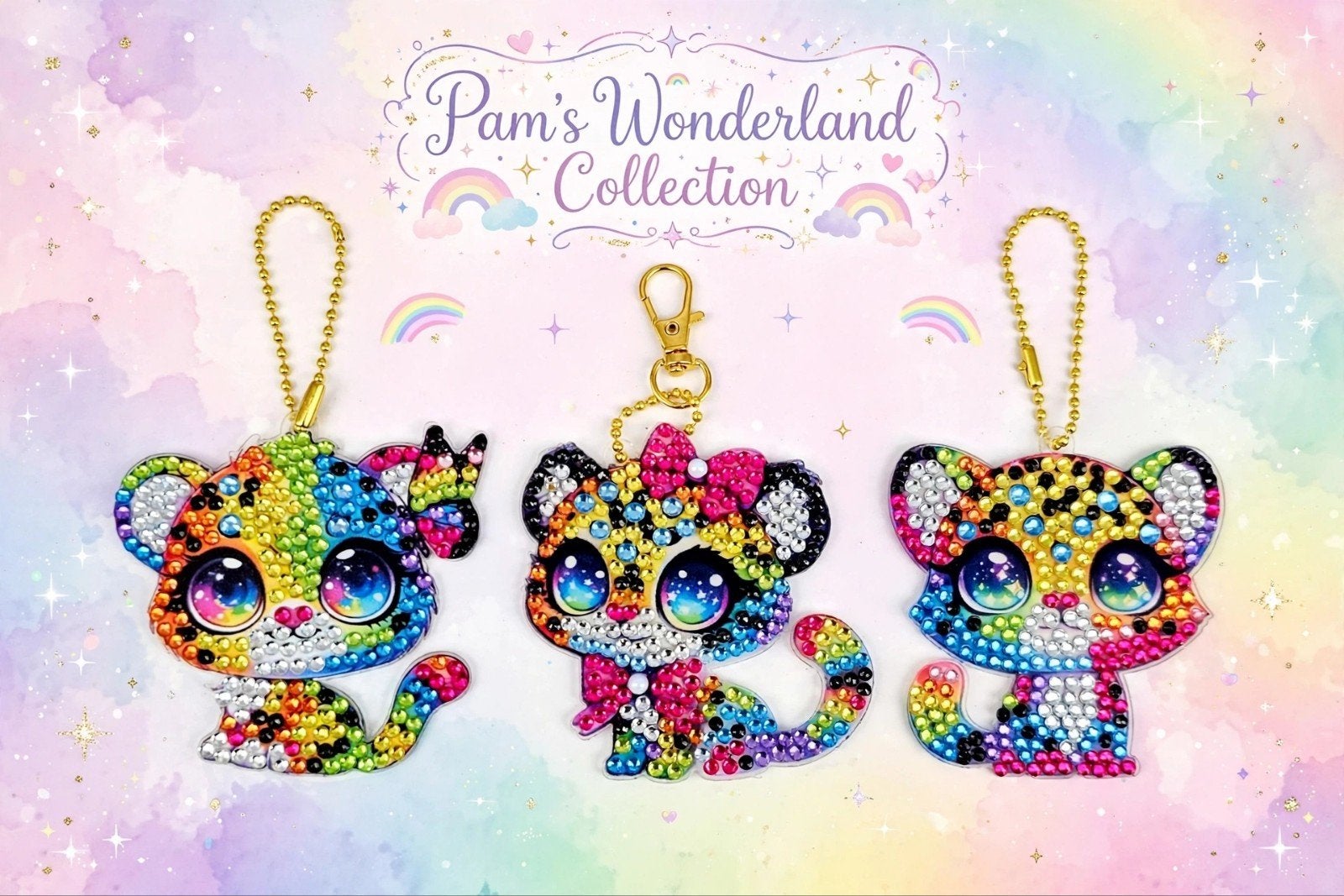 Diamond Painting Sleutelhangers - Pam's Wonderland Collectie, Handgemaakt, Nieuw, Meerkleurig, Ophalen of Verzenden