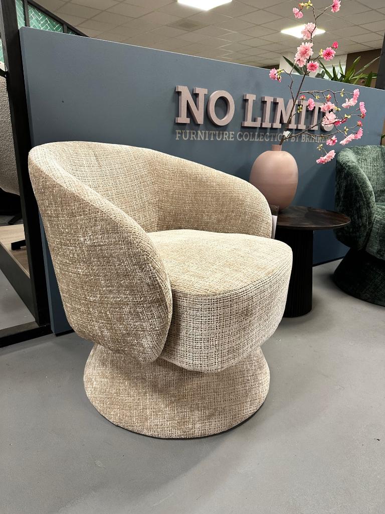 fauteuil draaibaar - beige fauteuil - champagne fauteuil, Ophalen, Nieuw, 75 tot 100 cm, 50 tot 75 cm