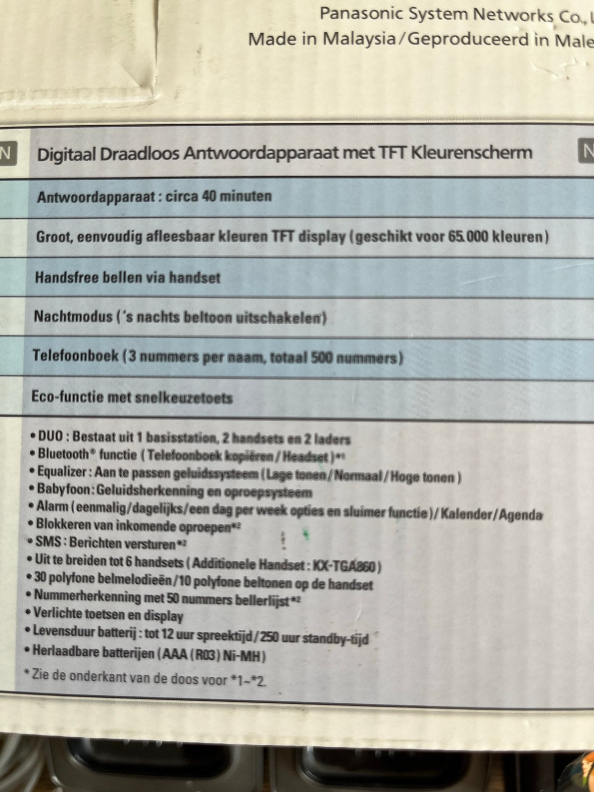 Panasonic KX-TG8622NL DECT telefoon met antwoordapparaat, Ophalen, Gebruikt, 2 handsets, Stralingsarm
