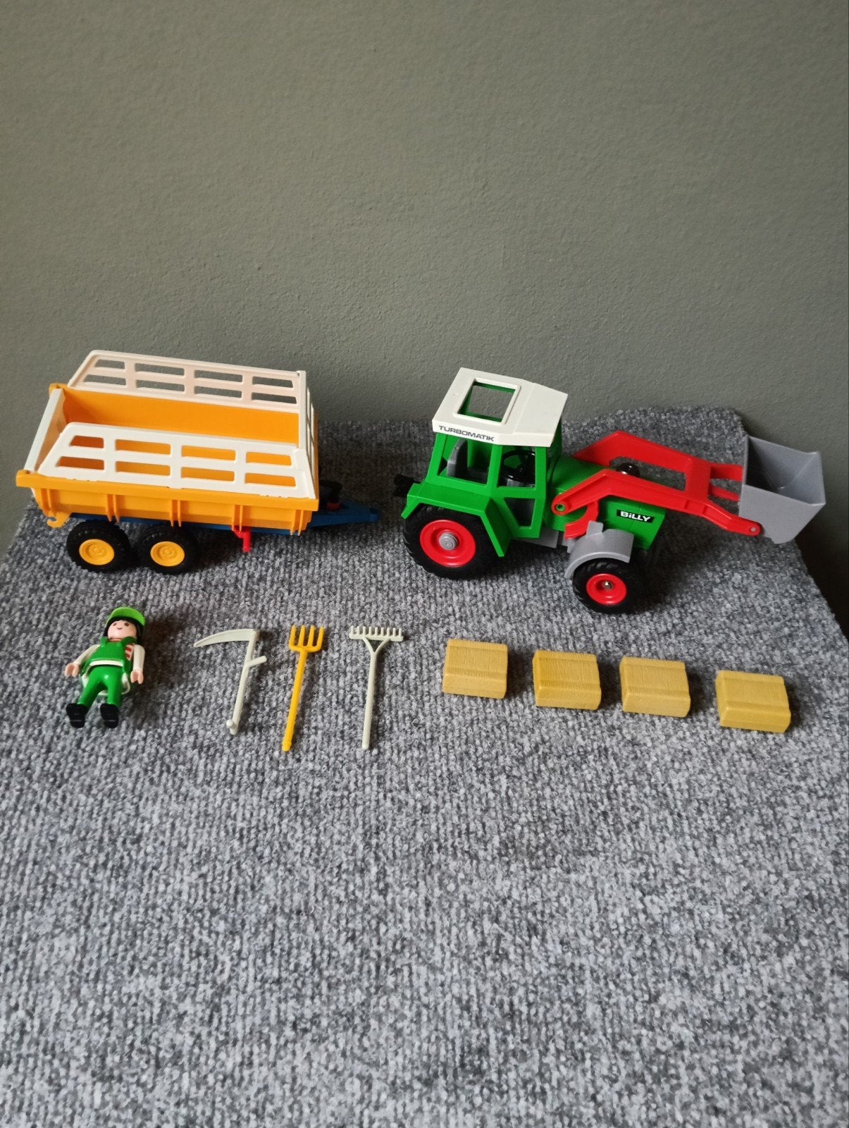 Playmobil tractor met aanhanger, hooibalen en boer, Complete set, Voertuig, Brandstätterstr. 2-10, 90513 Zirndorf, Duitsland, Ophalen of Verzenden