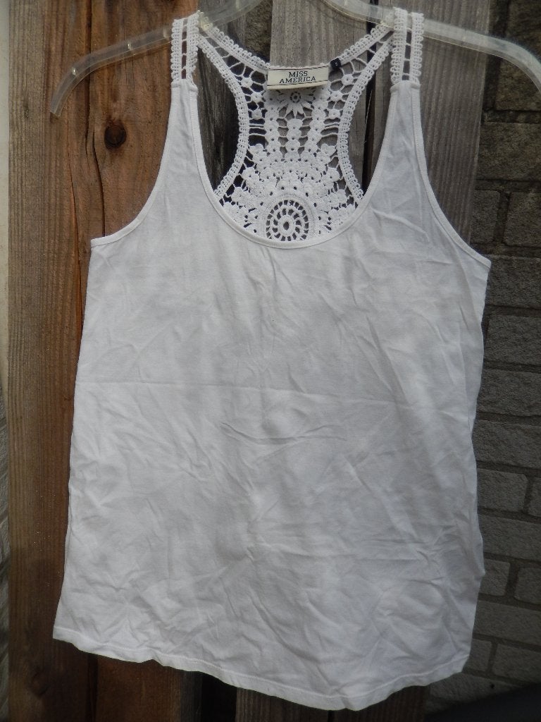 Miss America Singlet - spaghetti top - hemd S wit, Wit, Ophalen of Verzenden, Zo goed als nieuw, Miss America